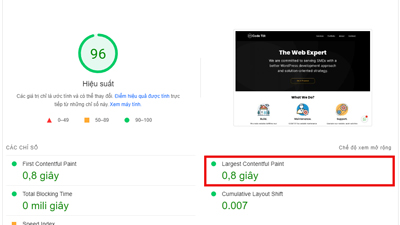 Largest Contentful Paint (LCP) trong bộ chỉ số Core Web Vitals